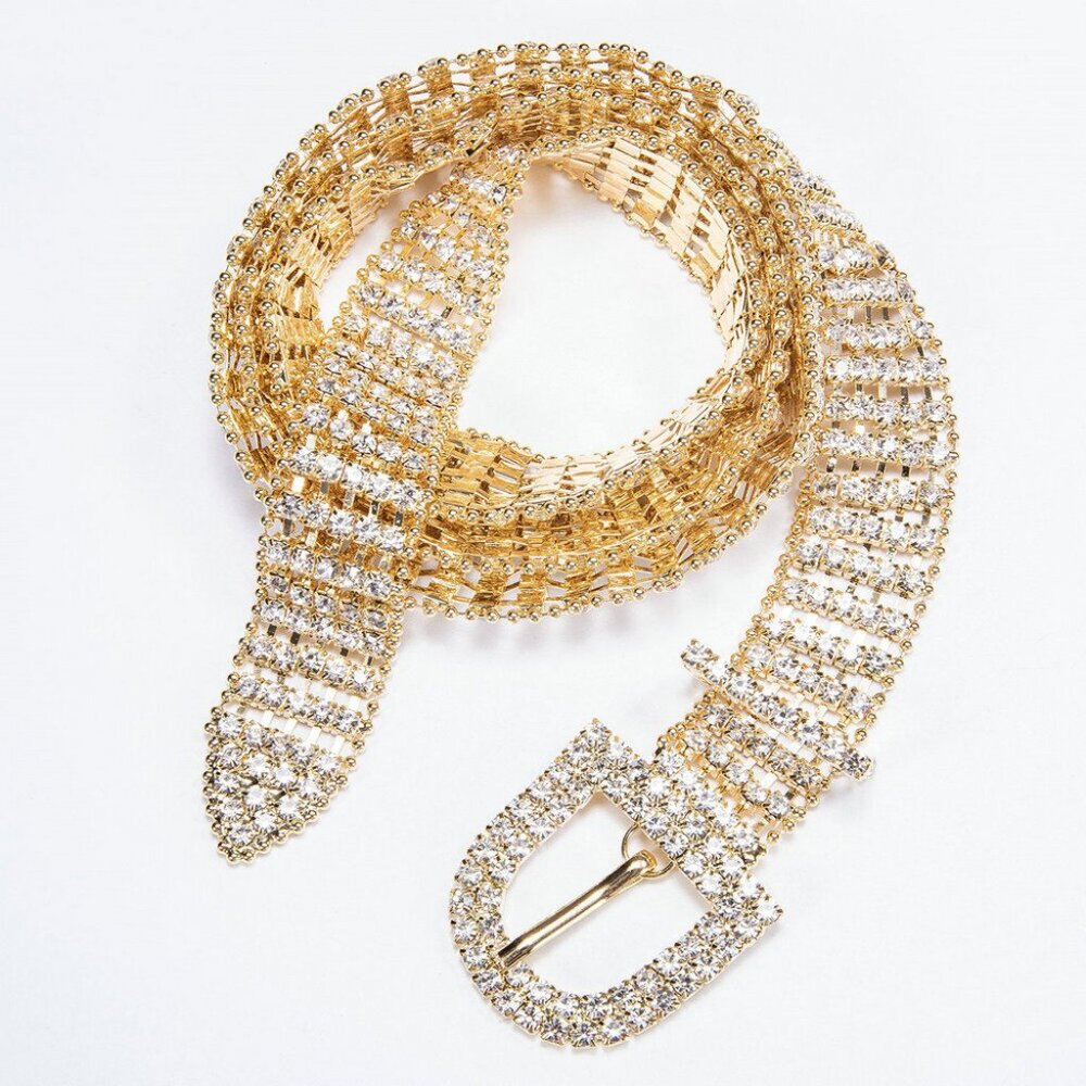 NWT - Chrystal  Rhinestone Metal Belt - One Size Fits Most.